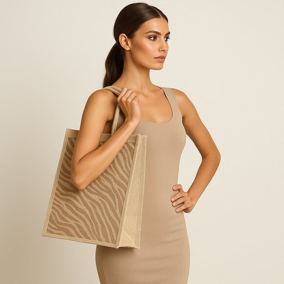 Printed Jute Bag Burlap Tote Bag for Bridesmaid Gift Travel Shopping Wedding - Picture 11 of 13